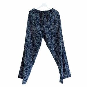 NWT Karu Handprinted Scrub Print Pants Midnight Blue Artisan Women’s Size Medium